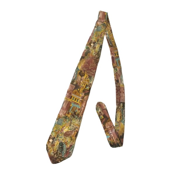 Ermenegildo Zegna vintage 100% silk tie with urban scene pattern - Picture 6 of 12